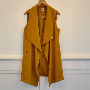 Anne Klein Mustard Yellow Ponte Longline Vest – Women’s Structured Layer L